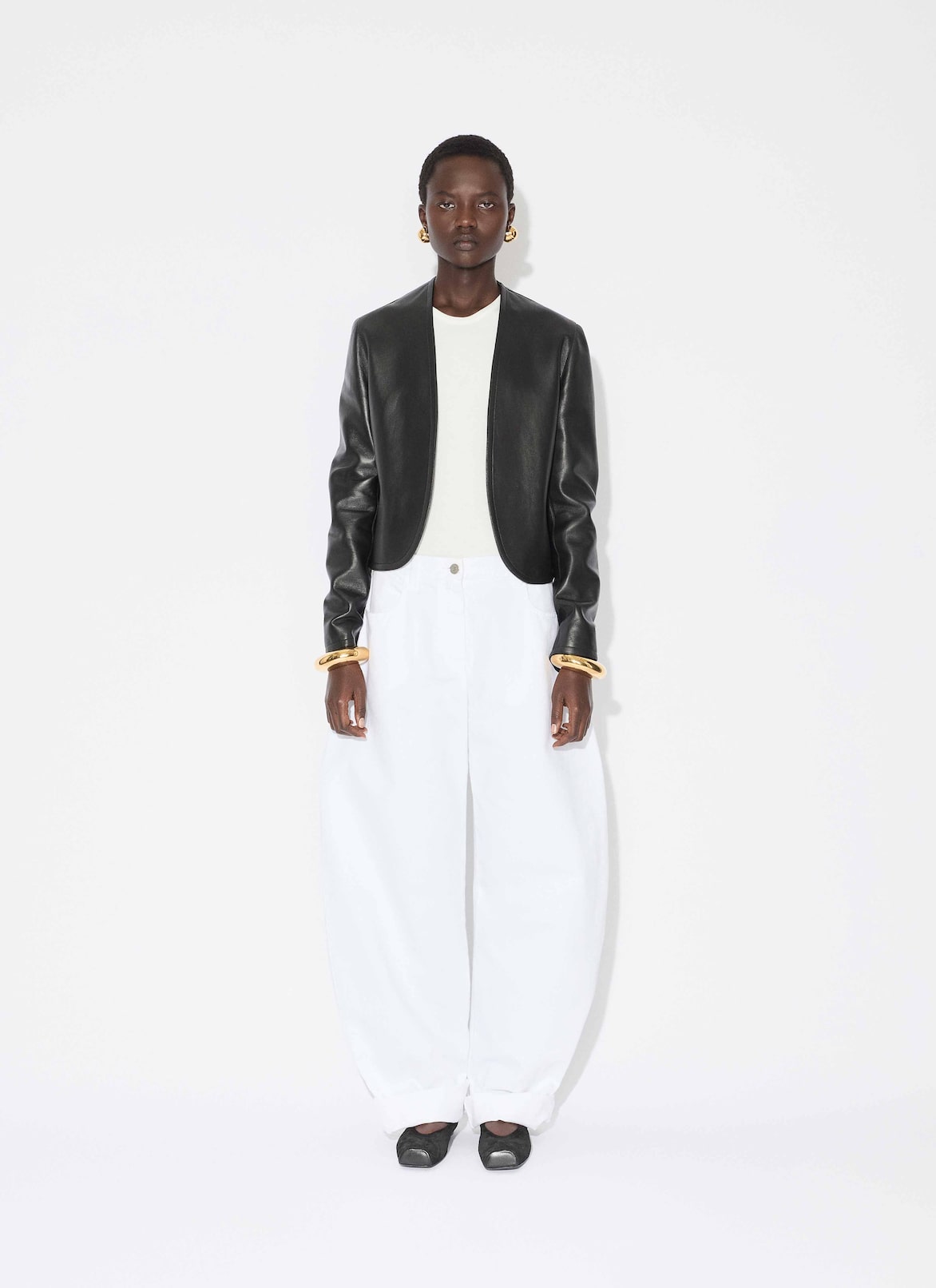 ROUND LEATHER BLAZER ALAÏA BLACK ROUND LEATHER BLAZER